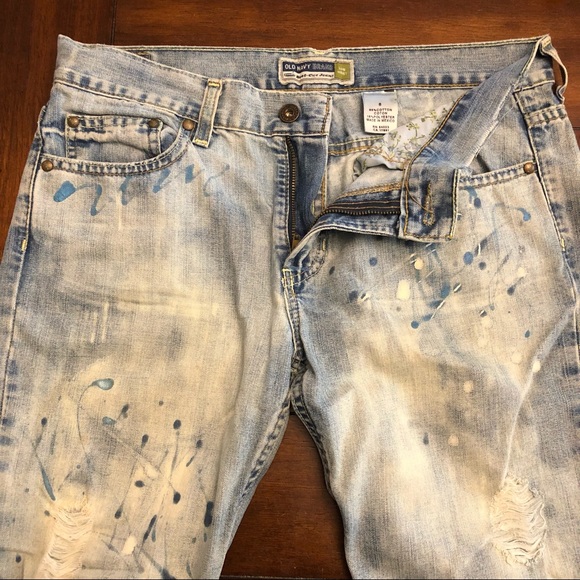 Distressed splatter painted denim bootcut jeans - Picture 1 of 11